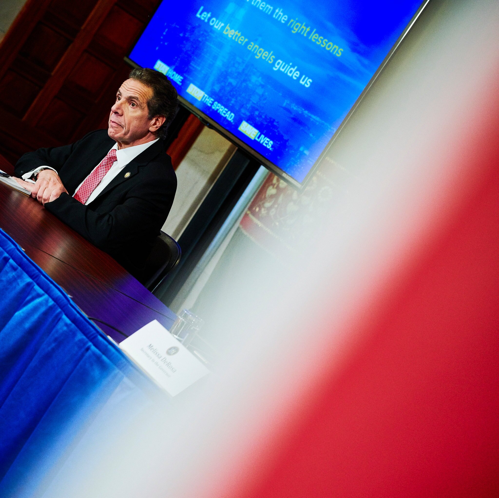 Gov. Andrew Cuomo addressing the coronavirus crisis from the State Capitol last week.Credit...Gabby Jones for The New York Times