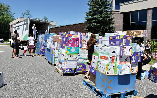 Baby goods, seen outside the JCC of the Jersey Shore in Deal, N.J., were collected by members of the UJA-Federation’s Young Sephardic Division. (Photos: Diane Mishan)