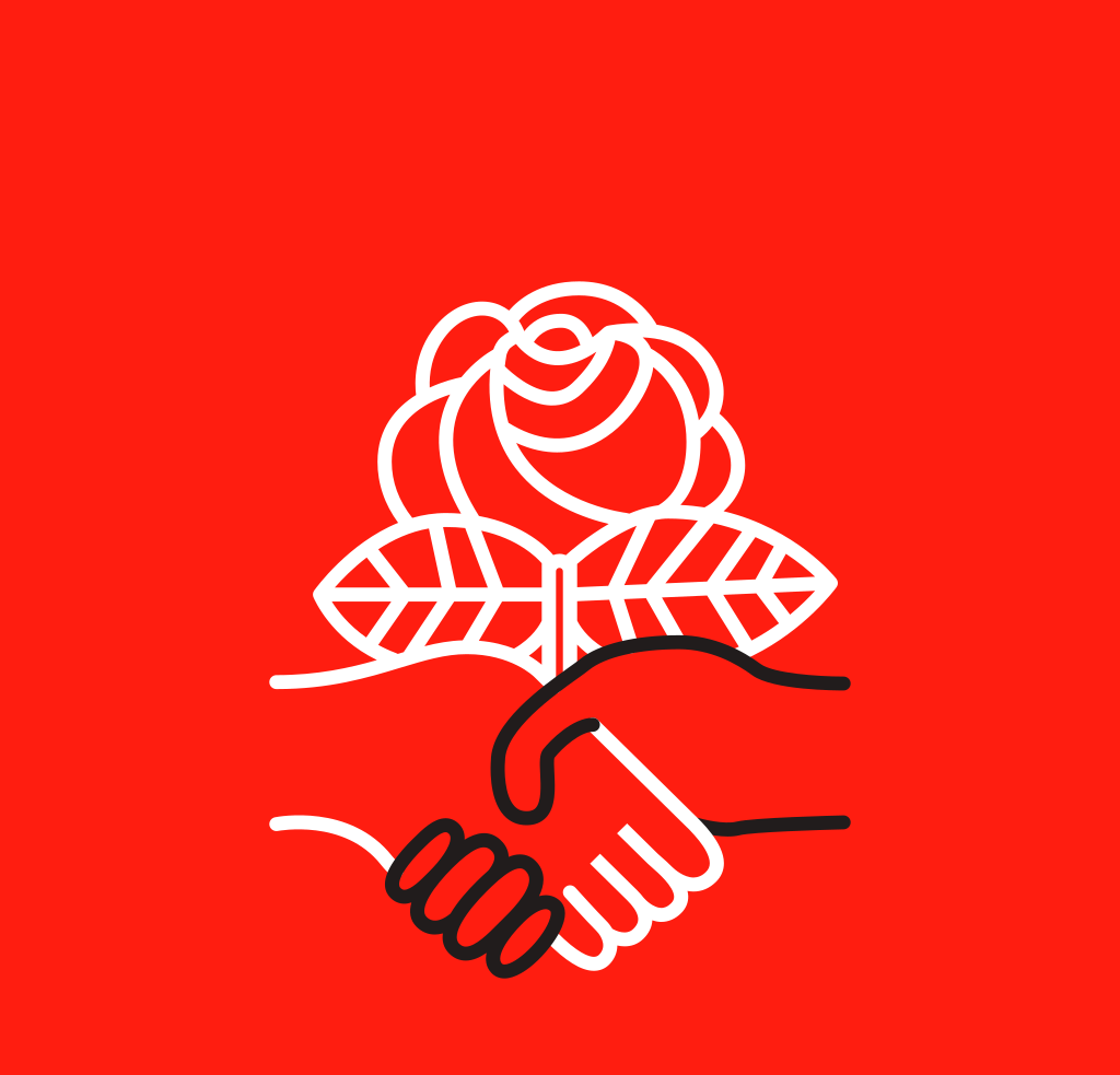 The logo of the Democratic Socialists of America (photo credit: WIKIMEDIA)