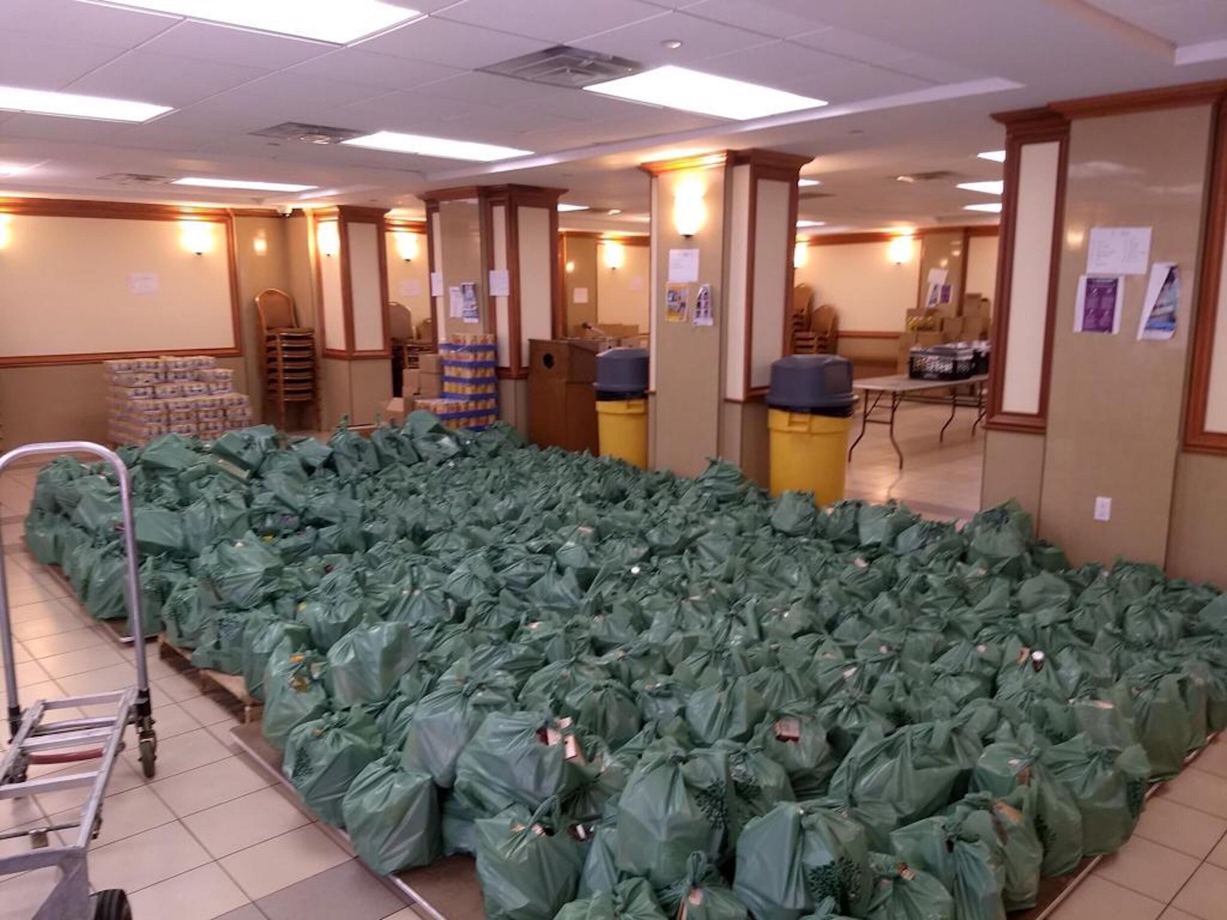 Bags of food a prepared for the public in need during the Covid-19 crisis by Met Council.